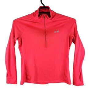 Womens Coral Under Armour Polo Shirt All Season Gear Semi-Fitted Long Sleeve L